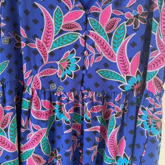Baltic Born Plus Size 2X Biscayne Maxi Dress in Rayanne Indigo Print Ruffle Blue - Picture 10 of 11